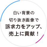 白い背景の切り抜き画像で訴求力をアップ、売上に貢献！